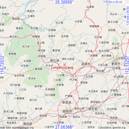 Lengshuijiang on map