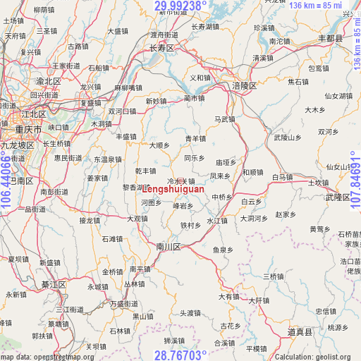 Lengshuiguan on map