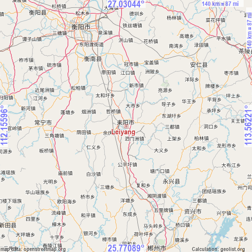 Leiyang on map