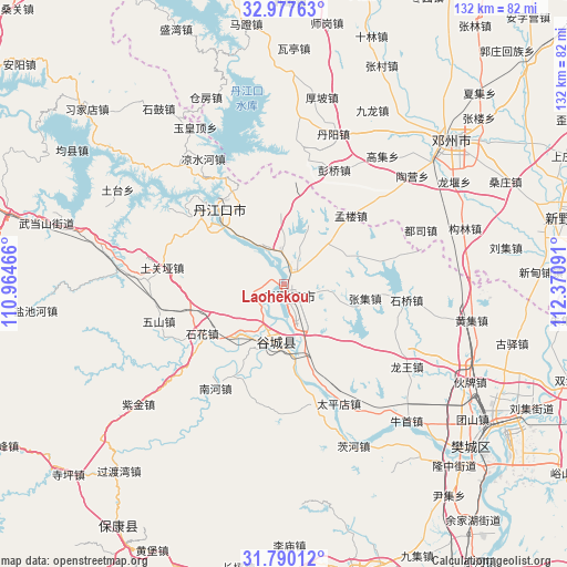 Laohekou on map