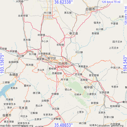 Lanzhou on map