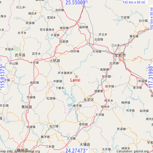 Lanxi on map