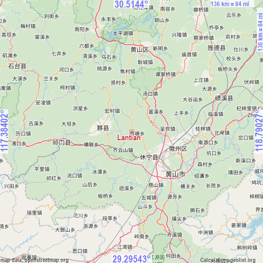 Lantian on map