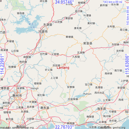 Lantang on map