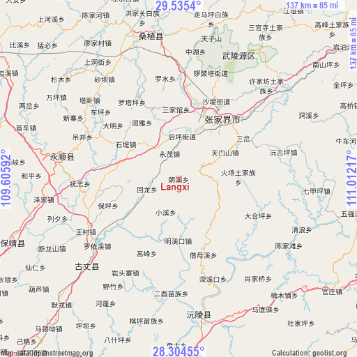 Langxi on map