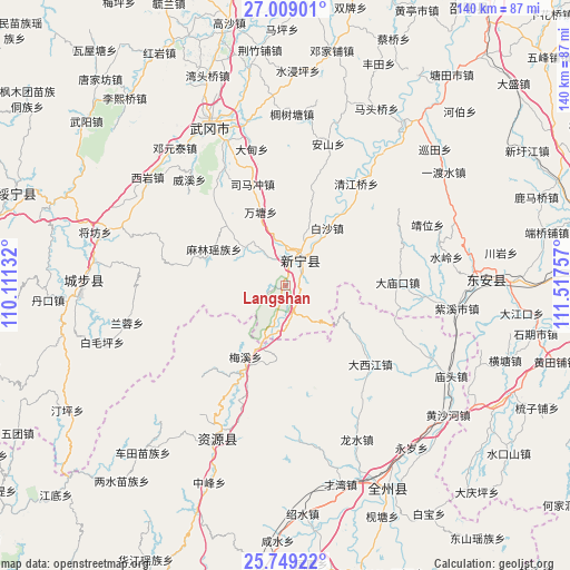 Langshan on map