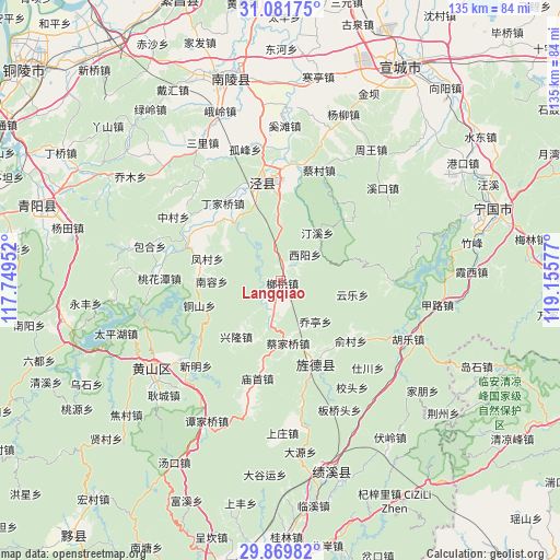 Langqiao on map