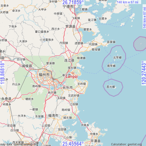 Langqi on map