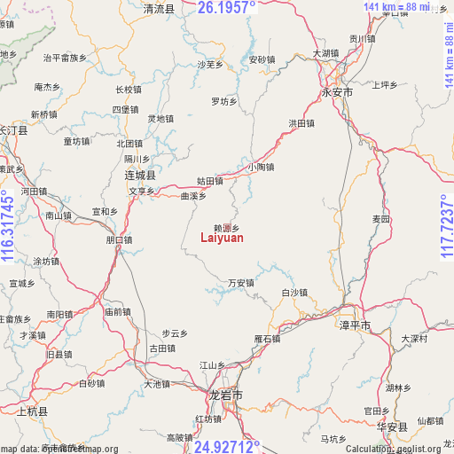 Laiyuan on map