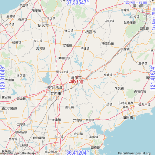 Laiyang on map