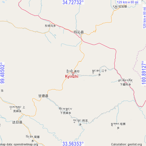 Kyinzhi on map