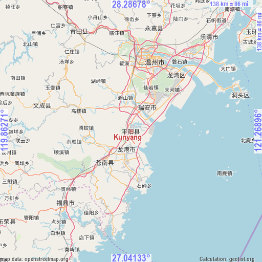 Kunyang on map