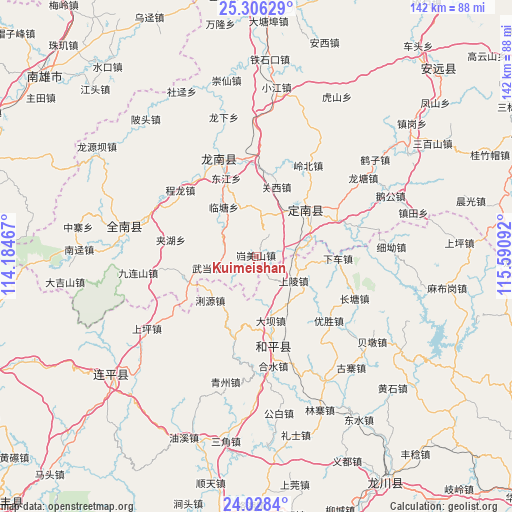 Kuimeishan on map