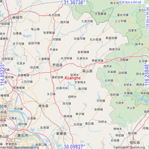 Kuanghe on map