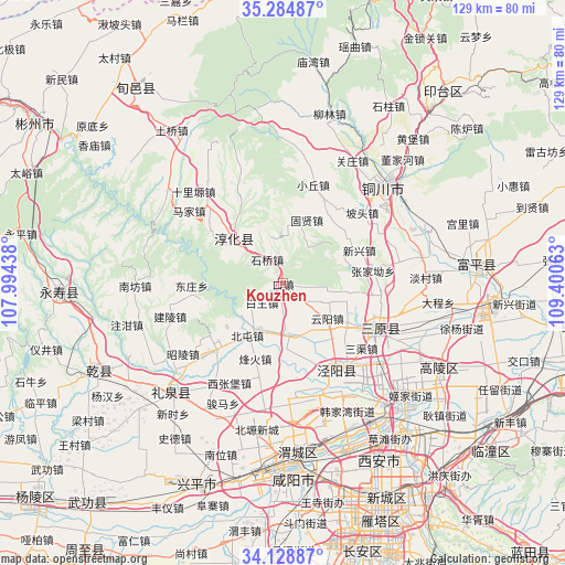 Kouzhen on map