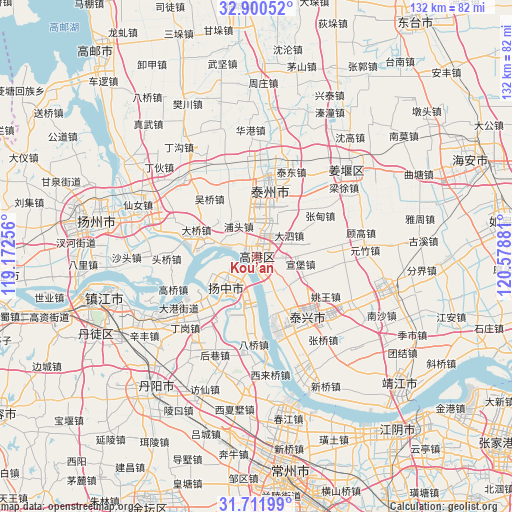 Kou’an on map