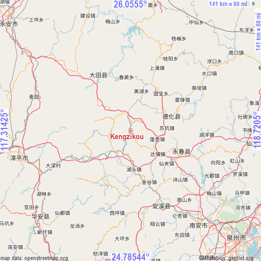 Kengzikou on map