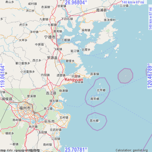 Kengyuan on map