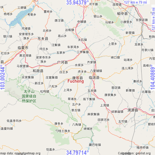 Fucheng on map