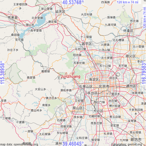 Junzhuang on map