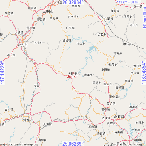 Junxi on map