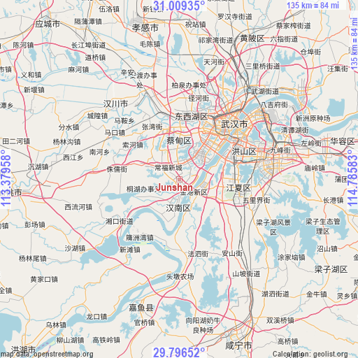 Junshan on map