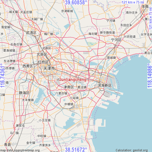 Junliangcheng on map