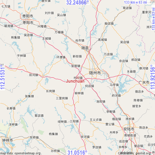 Junchuan on map