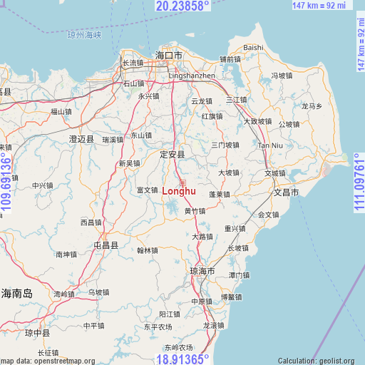 Longhu on map