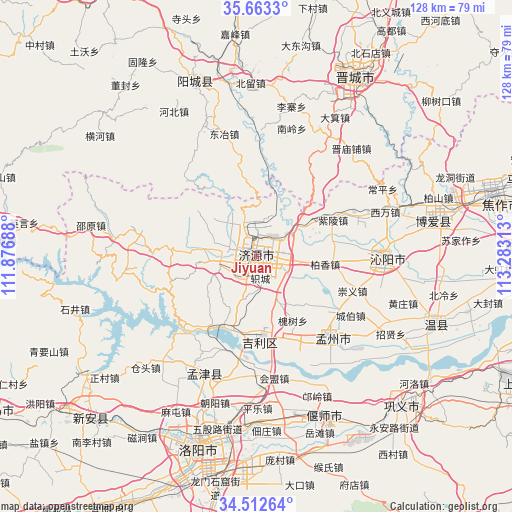 Jiyuan on map
