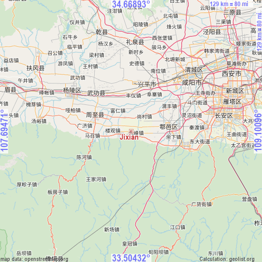 Jixian on map