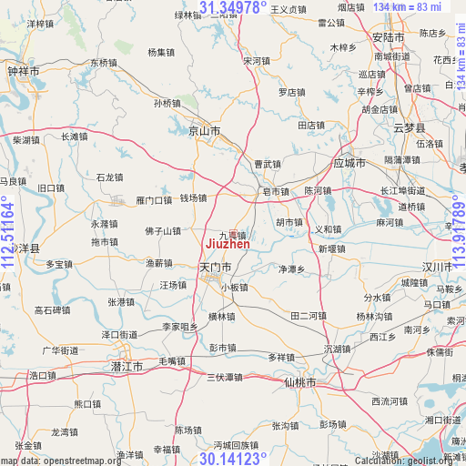 Jiuzhen on map