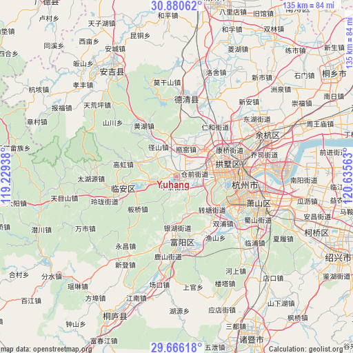 Yuhang on map