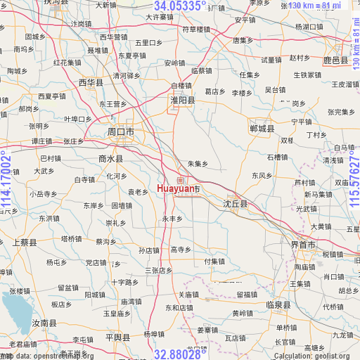 Huayuan on map