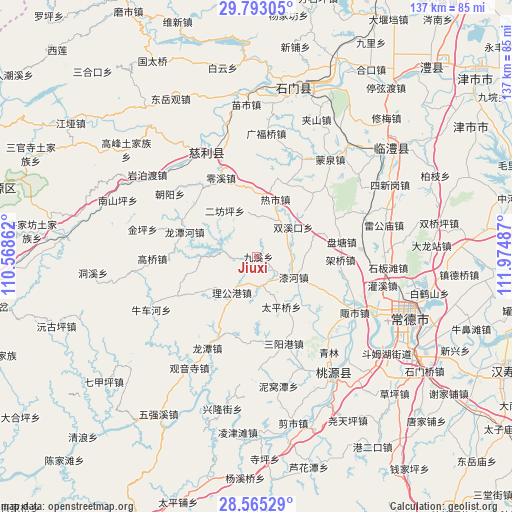 Jiuxi on map