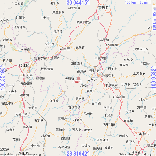 Jiusi on map