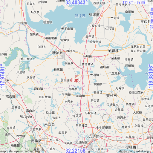 Jiupu on map