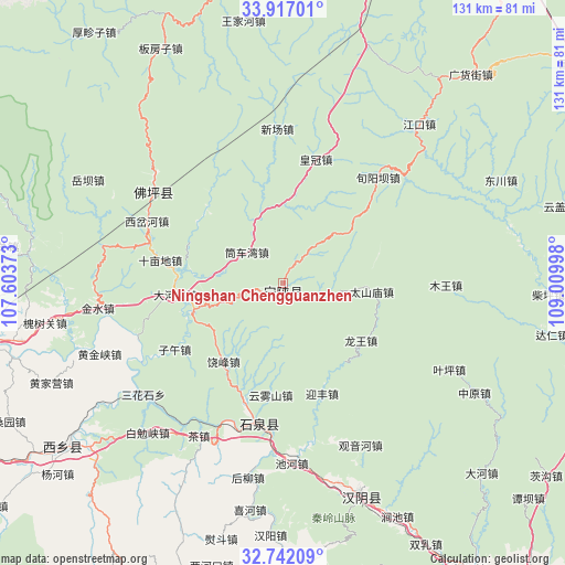 Ningshan Chengguanzhen on map