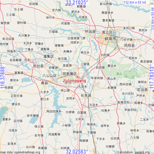 Jiulonggang on map