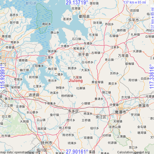 Jiulong on map