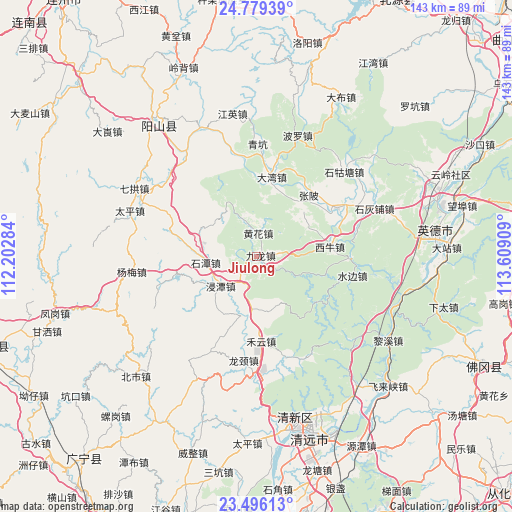 Jiulong on map