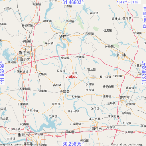 Jiukou on map