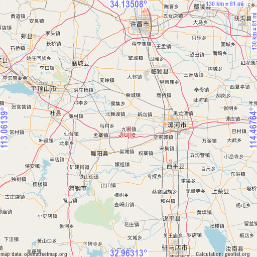 Jiujie on map