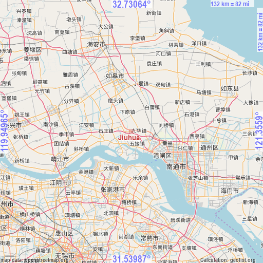 Jiuhua on map