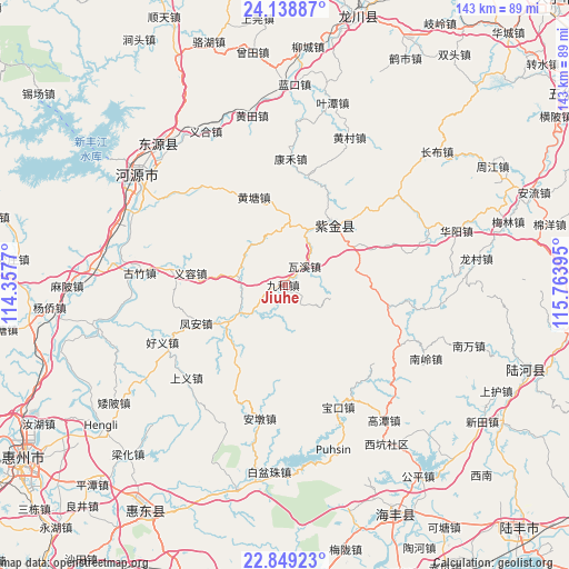 Jiuhe on map