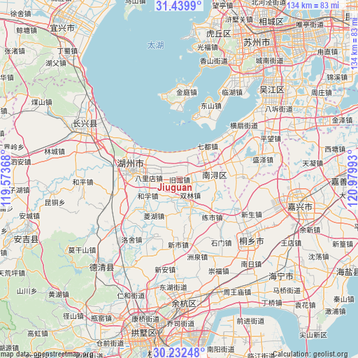 Jiuguan on map