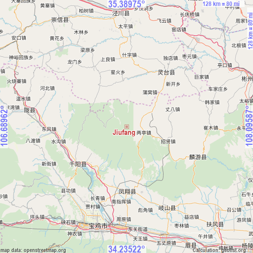 Jiufang on map