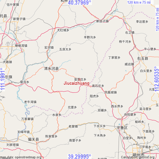 Jiucaizhuang on map