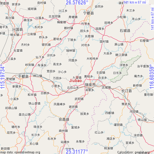 Jiubao on map