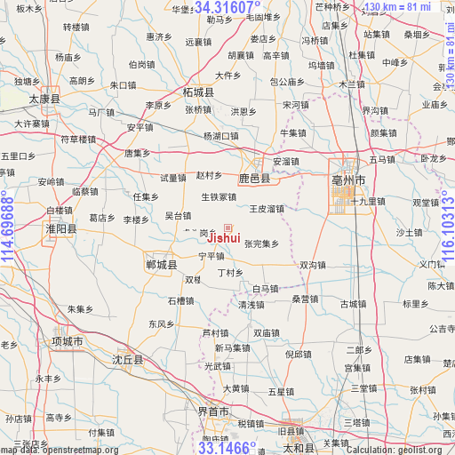 Jishui on map